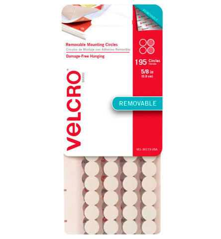 VELCRO Brand - Removable Mounting Circles, Damage-Free Decorating, 5/8", Pack of 195