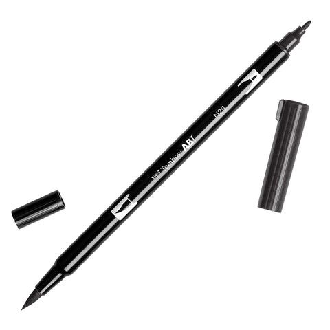 Tombow 56622 Dual Brush Pen Art Marker, N25 - Lamp Black, 1-Pack. Blendable, Brush and Fine Tip Marker