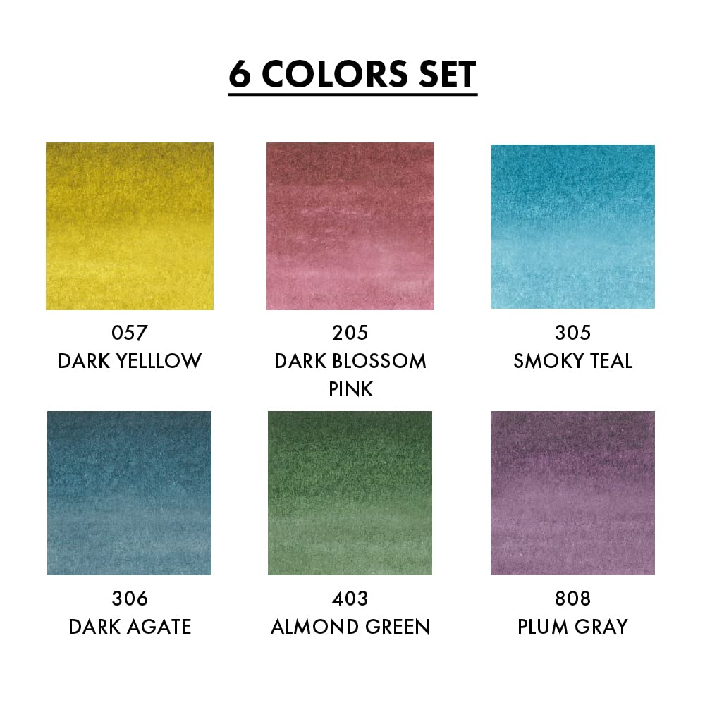 Kuretake ZIG CLEAN COLOR Real Brush 6 colors set Smoky Colors