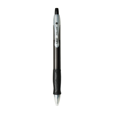 BIC Velocity Retractable Ballpoint Pens, Medium Point (1.0 mm), Black Ink Pens, 12-Count Pack, With Comfortable Grip
