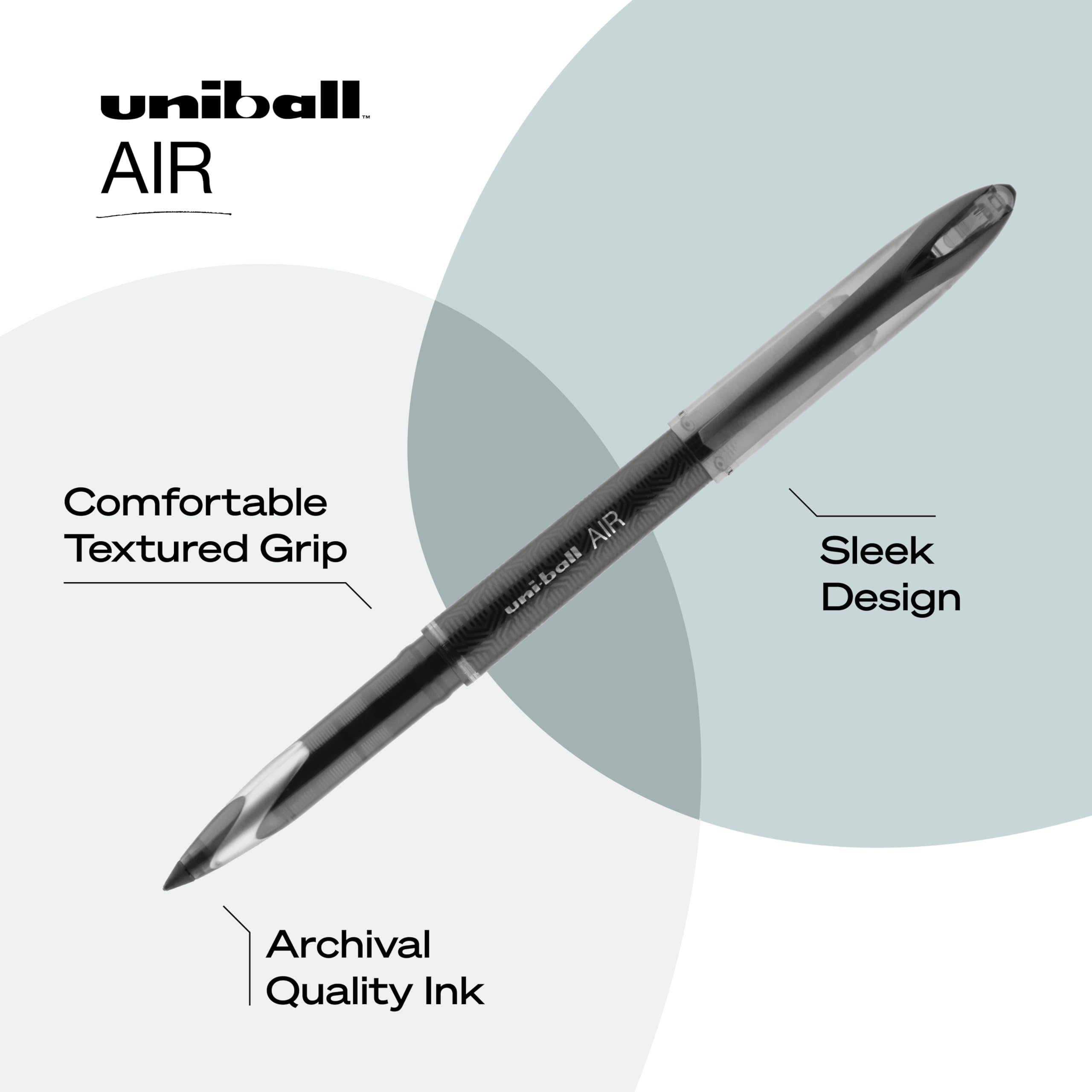 Uni-Ball Air in Black, 0.7mm Medium Rollerball Pens, Office Supplies, Fine Point, Smooth Writing