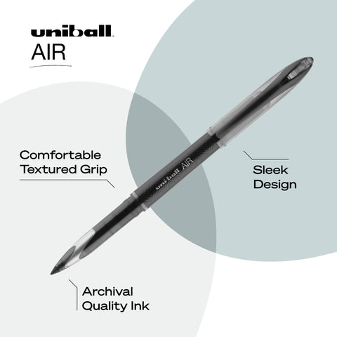 Uni-Ball Air in Black, 0.7mm Medium Rollerball Pens, Office Supplies, Fine Point, Smooth Writing