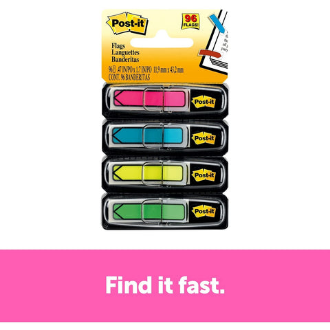 Post-it 684ARR4 Arrow 1/2-Inch Page Flags, Four Assorted Bright Colors, 24/Color, 96-Flags/Pack