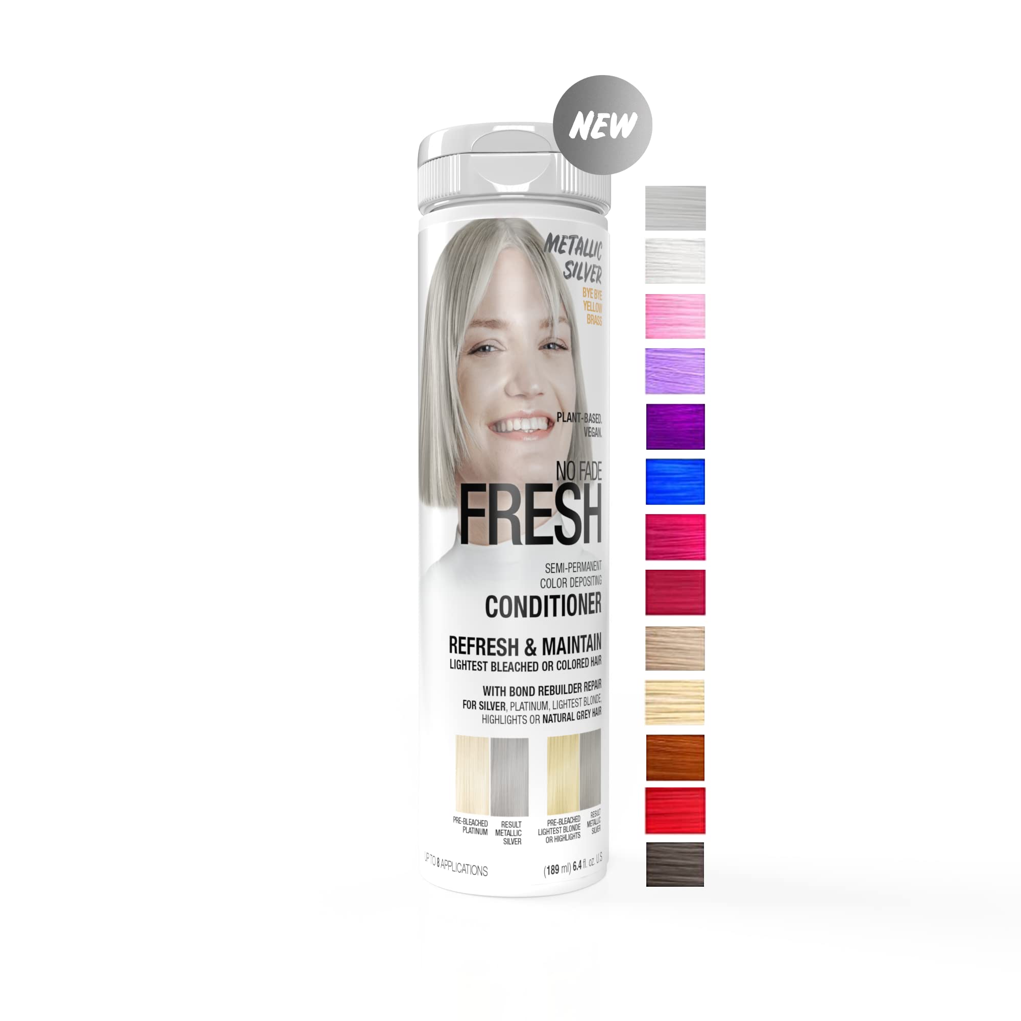 Metallic Silver Color Depositing Conditioner - Semi Permanent Hair Color with BondHeal Bond Rebuilder - Silver Hair Dye - Deep Conditioner Hair Mask 6.4 oz