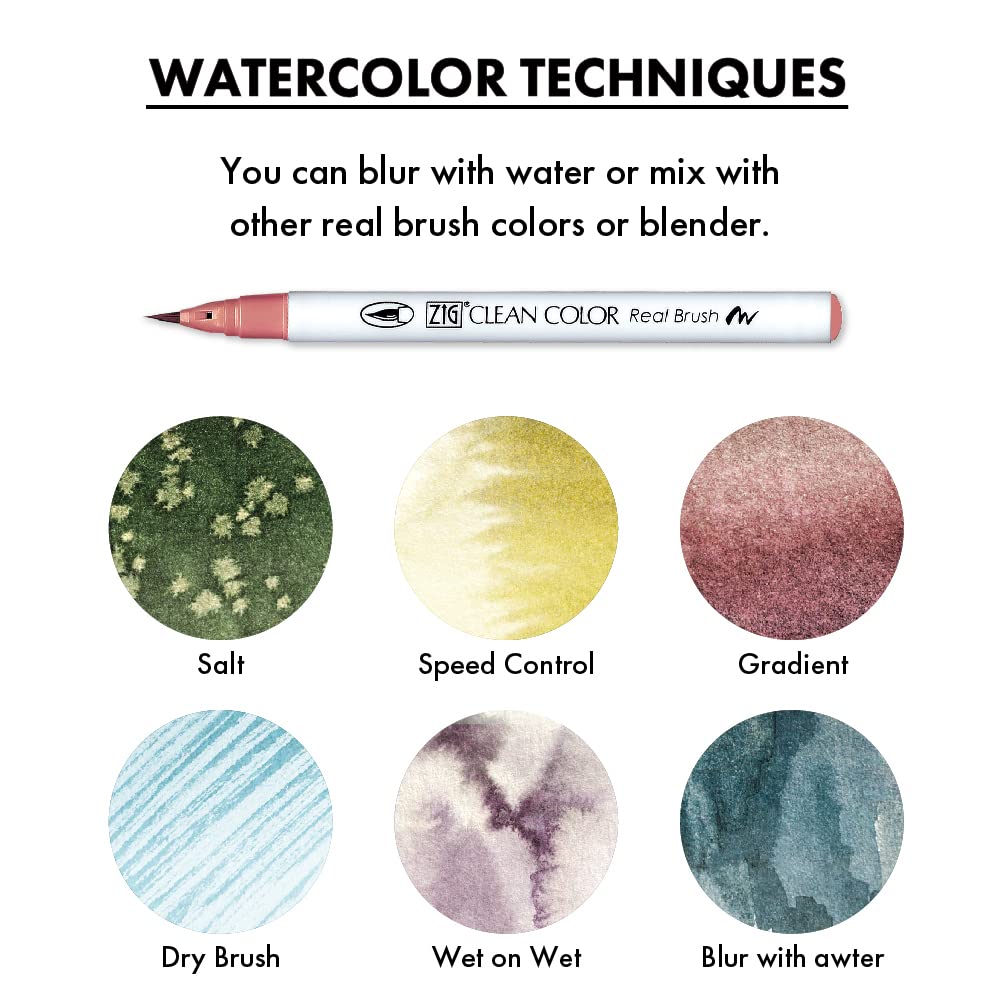 Kuretake ZIG CLEAN COLOR Real Brush 6 colors set Smoky Colors