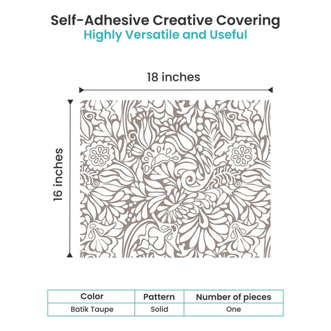 Con-Tact Brand Creative Covering, Self-Adhesive Shelf Liner, Multi-Purpose Vinyl Roll, Easy to Use and Apply, 18'' x 16', Batik Taupe