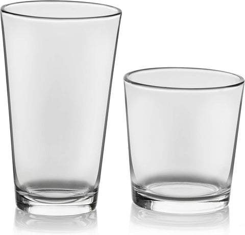 Libbey Flare Rocks, Glass Tumbler Set, Stylish Lead-Free Drinking Glasses Set of 16, Dishwasher-Safe Glass Cups Set for Daily Use and Parties