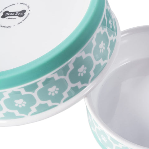 Bone Dry Lattice Collection Pet Bowl & Canister, Medium Set, 6x2", Aqua, 2 Count