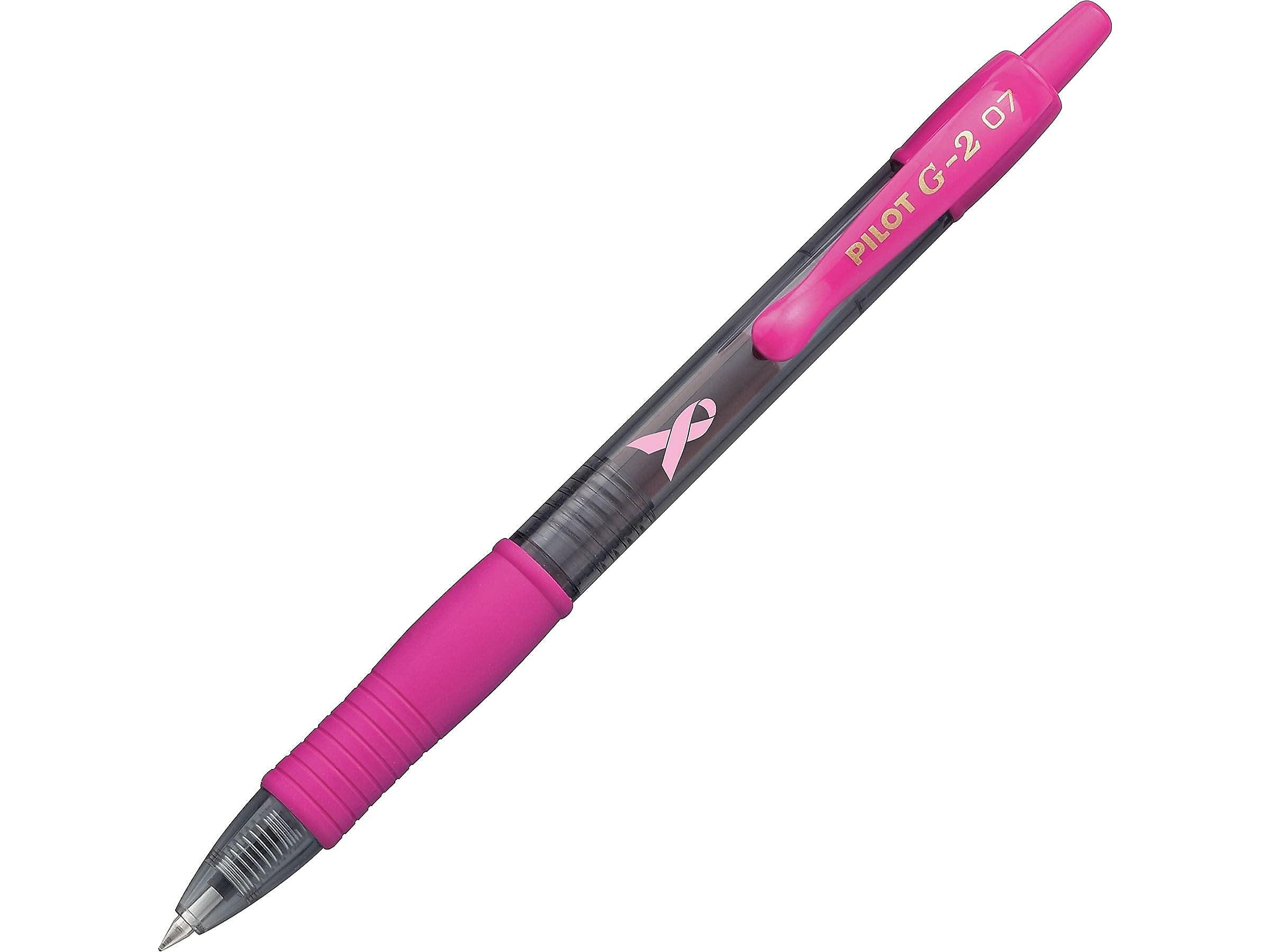 Pilot, G2 Pink Ribbon Premium Gel Roller Pens, Fine Point 0.7 mm, Pink, Pack of 2