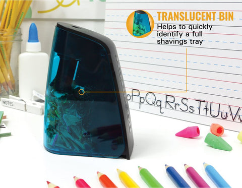 Bostitch Office Battery Pencil Sharpener, Hinged Tray, Colored Pencil Compatible, Black
