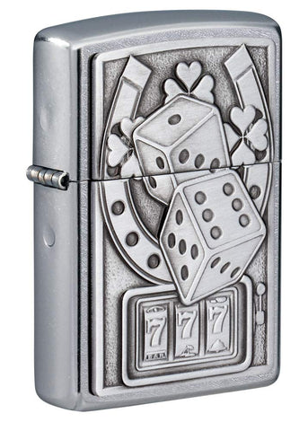 Zippo Lucky 7 Emblem Street Chrome Pocket Lighter, Silver, One Size