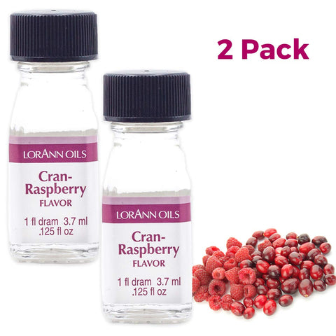 LorAnn Oils Super Strength Flavoring - Used For Candy Making, Flavoring, Baking, Hard Candy, & Flavor Oils - Bold, Natural Flavors 4X Stronger Than Extracts - Cran-Raspberry, Pack of 2, 0.125 fl oz