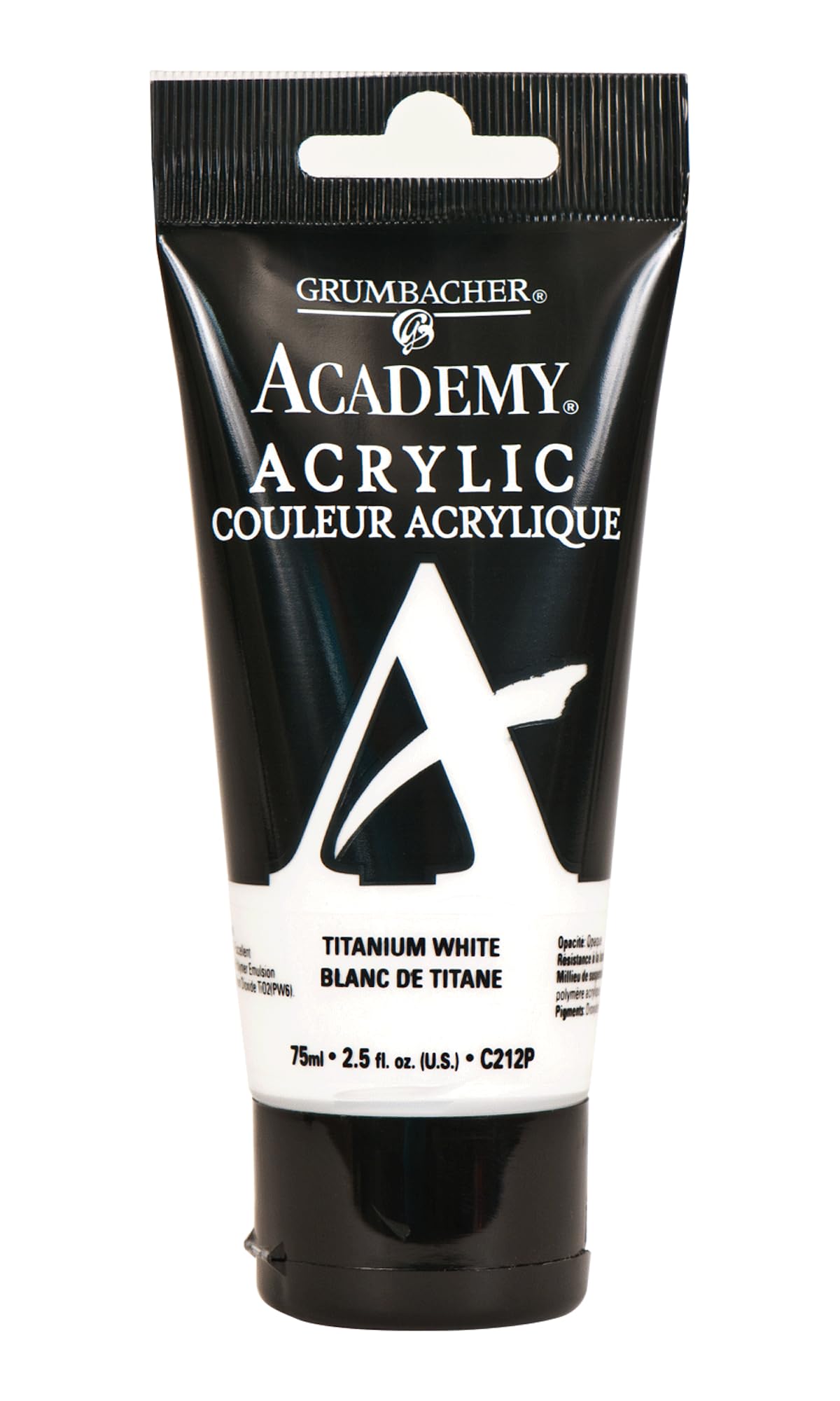 GRUMBACHER Academy Acrylic Paint, 75ml/2.5 Ounce Plastic Tube, Titanium White (C212P)