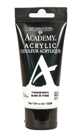 GRUMBACHER Academy Acrylic Paint, 75ml/2.5 Ounce Plastic Tube, Titanium White (C212P)