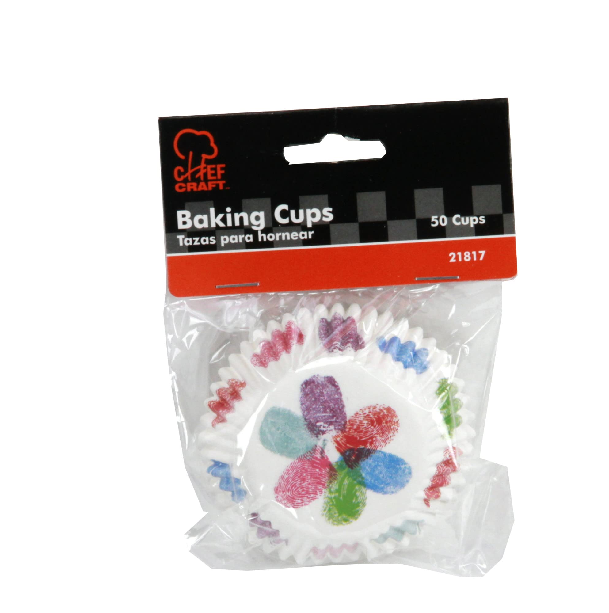 Chef Craft Paper Patterned Cupcake Liners, 50 count, Red/Pink/Blue/Green/Purple