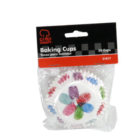Chef Craft Paper Patterned Cupcake Liners, 50 count, Red/Pink/Blue/Green/Purple