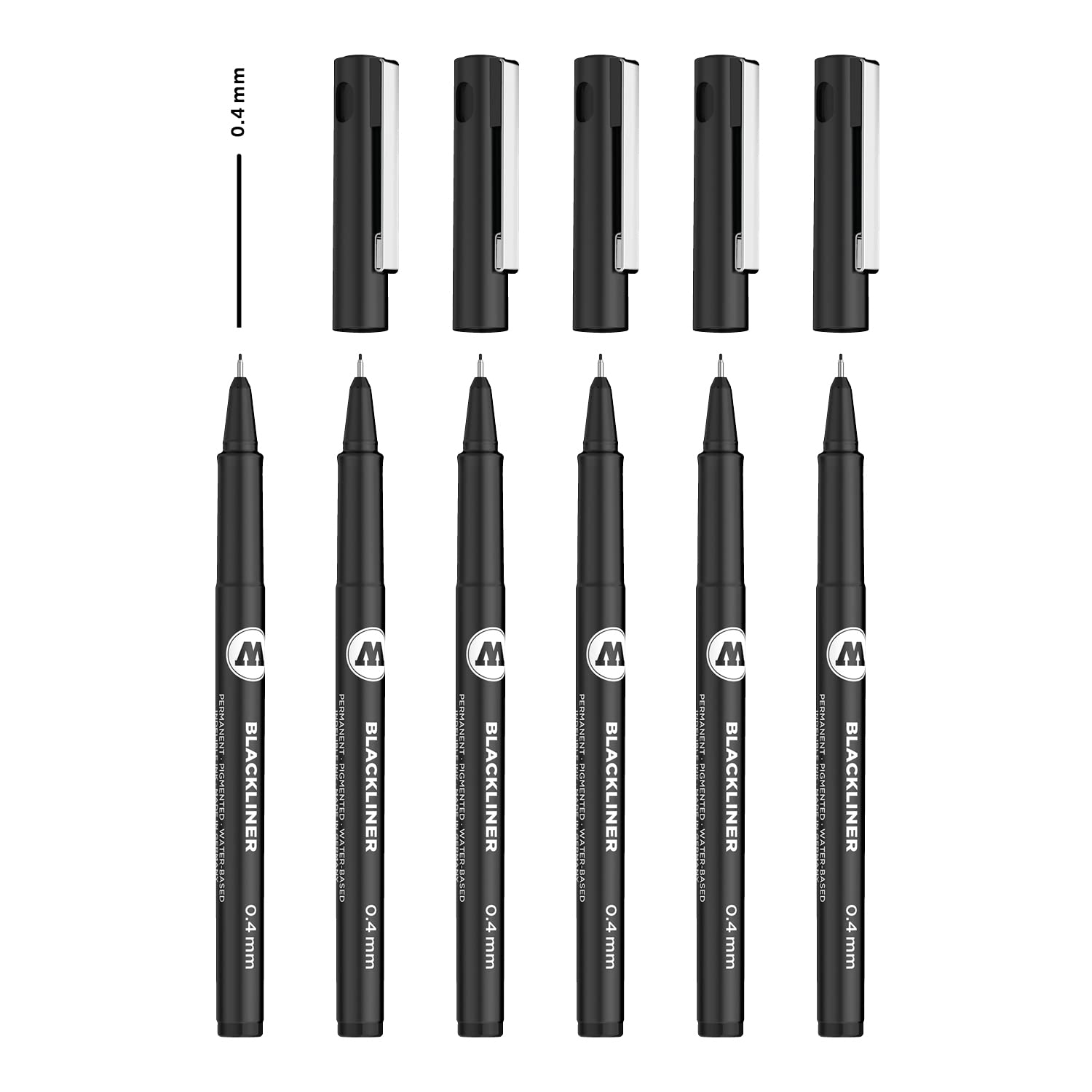 MOLOTOW Blackliner Pen, .4mm Tip, Black Permanent Ink, 1 Each (703.205)