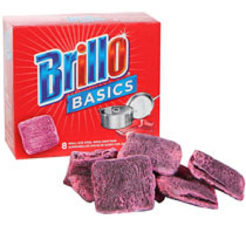 Brillo Basics Steel-wool Soap Pads, 8-ct. Boxes - Pack of 4