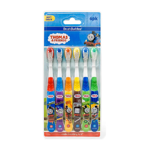 Brush Buddies Thomas & Friends Kids Toothbrush Set 6 Pack Soft Bristle Toddler Toothbrush Ages 2+ Small Head Easy Grip Handle Fun Character Toothbrushes Kids Oral Care