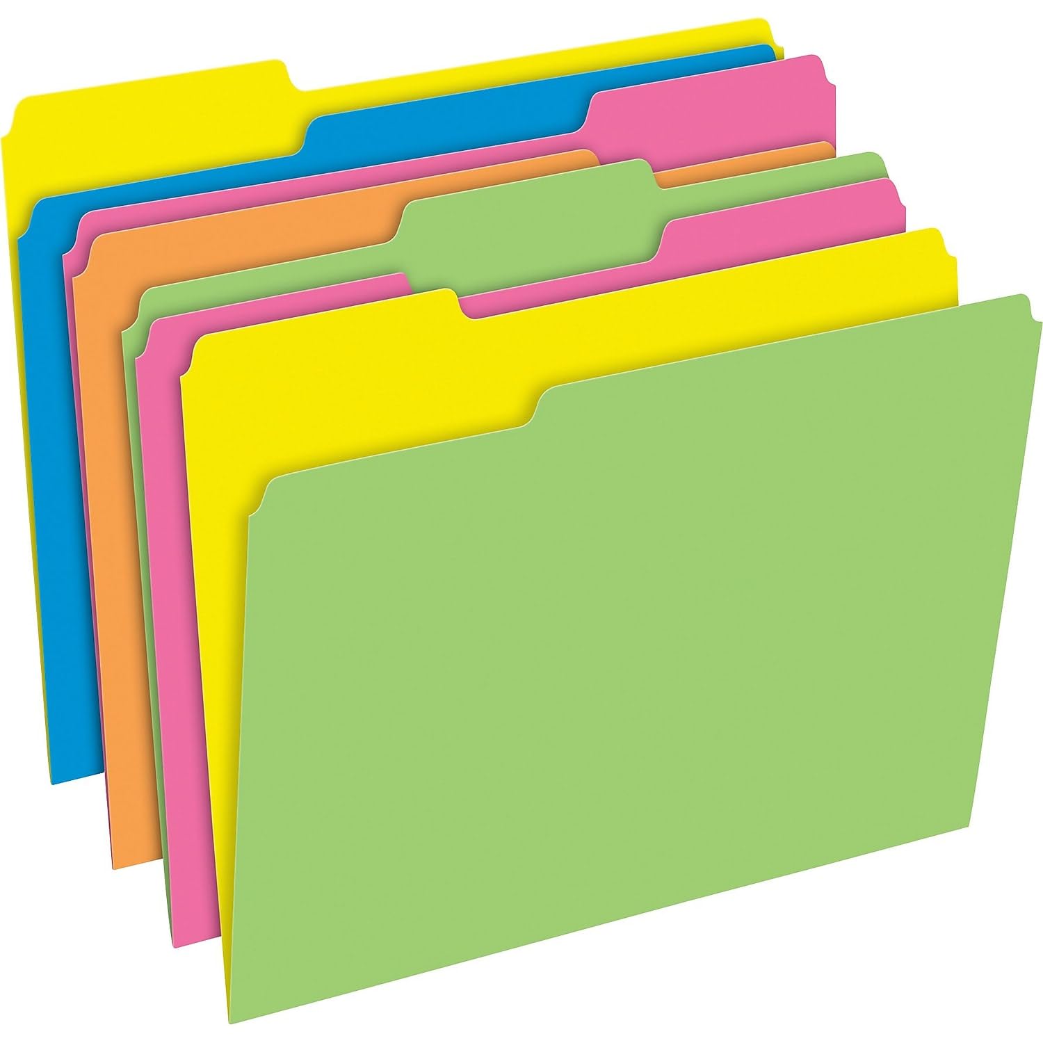 Pendaflex File Folders, 12-Pack, Letter Size, Twisted Glow Neon Assorted Reversible Colors, 1/3-Cut Staggered Tabs, Versatile Document Organizers for School Classrooms and Professional Office Desks
