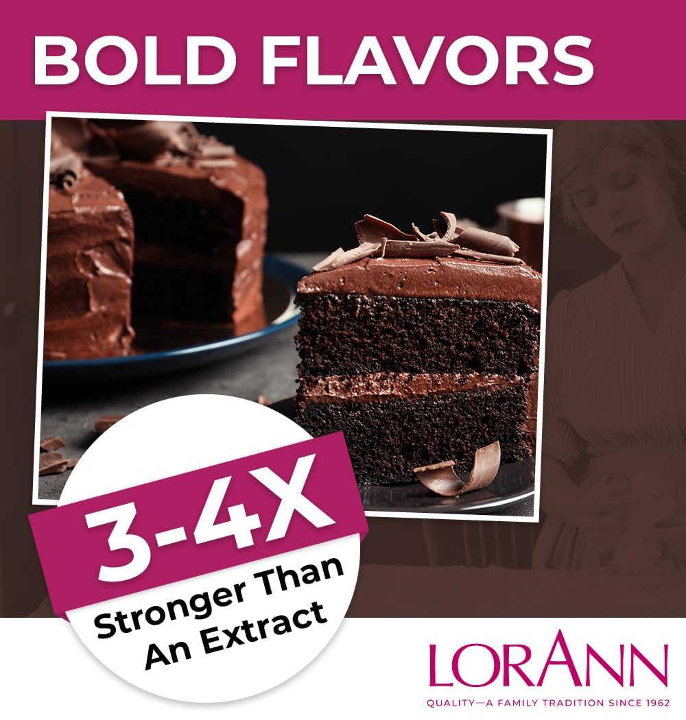LorAnn Oils Super Strength Flavoring - Used For Candy Making, Flavoring, Baking, Hard Candy, & Flavor Oils - Bold, Natural Flavors 4X Stronger Than Extracts - Chocolate, Pack of 2, 0.125 fl oz