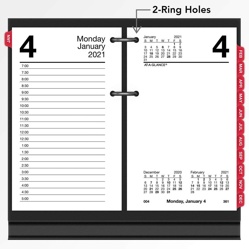2021 Daily Desk Calendar Refill by AT-A-GLANCE, 3-1/2" x 6", Loose-Leaf, with Monthly Tabs (E717T5021)