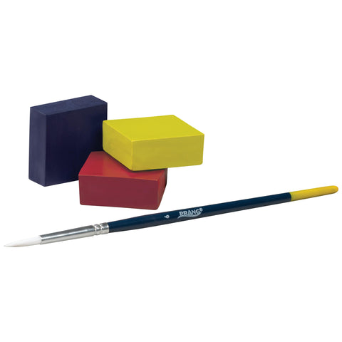 Prang Tempera Cake Set With Brush, 9 Assorted Colors, 1 Count