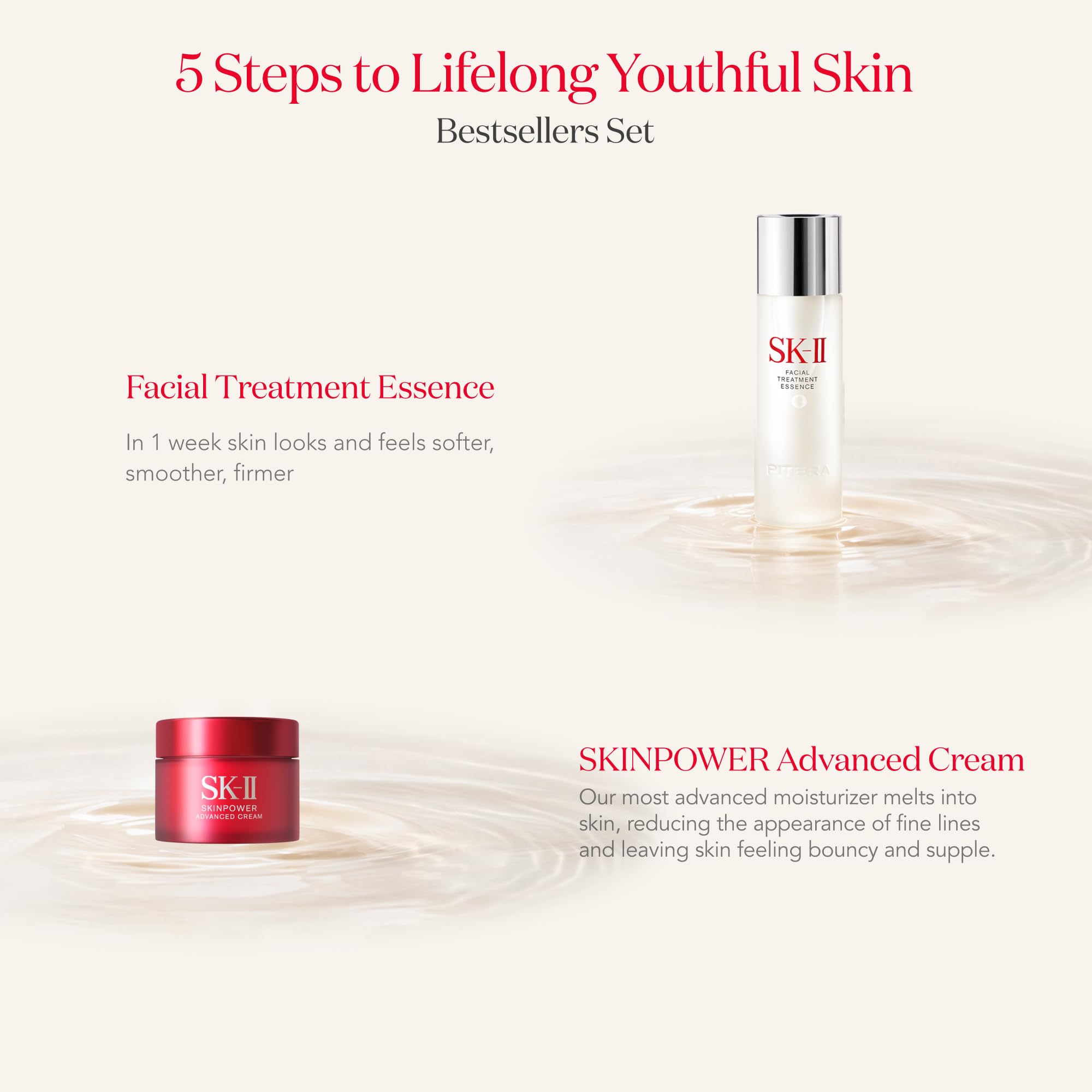 SK-II Bestsellers Skincare Gift Set - Anti Aging Skincare Set Includes Full Size Facial Essence, Travel Size Cleanser, Toner & Face Cream & 2 Sheet Masks (6 Count)
