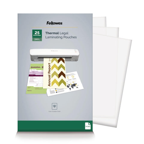 Fellowes Hot Laminating Pouches, Legal, 3 mil, 25 Pack (52006)
