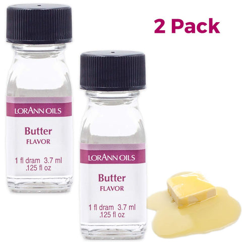 LorAnn Oils Super Strength Flavoring - Used For Candy Making, Flavoring, Baking, Hard Candy, & Flavor Oils - Bold, Natural Flavors 4X Stronger Than Extracts - Butter, Pack of 2, 0.125 fl oz