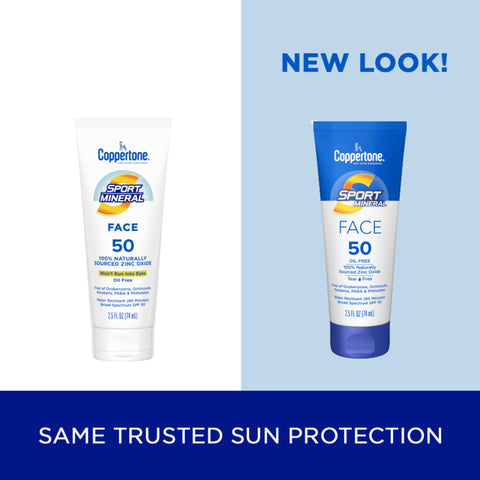 Coppertone Sport Mineral Face Sunscreen Lotion SPF 50 | Zinc Oxide Mineral Sunscreen | 2.5oz