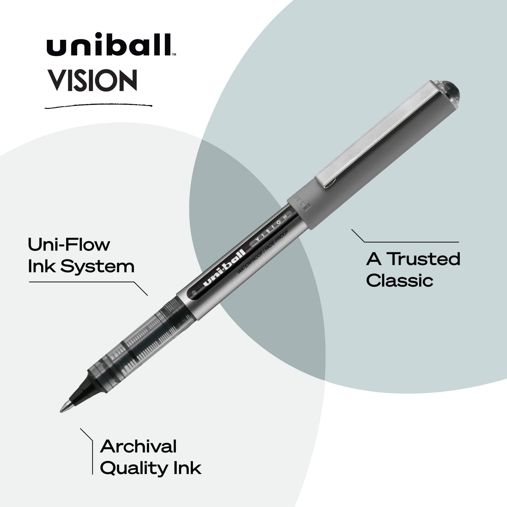 uniball™ Vision Rollerball Pens, Fine Point (0.7mm), Assorted Colors, 4 Pack