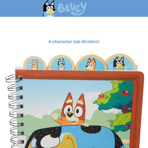 Innovative Designs Bluey Tab Journal Notebook, Spiral Bound, 96 Lined Pages, 8 x 7 inches, Blue