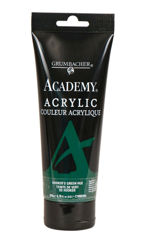 Grumbacher Academy Acrylic Paint, Gloss, 200ml/6.8 oz. Plastic Tube, Hooker's Green Hue (C105P200)