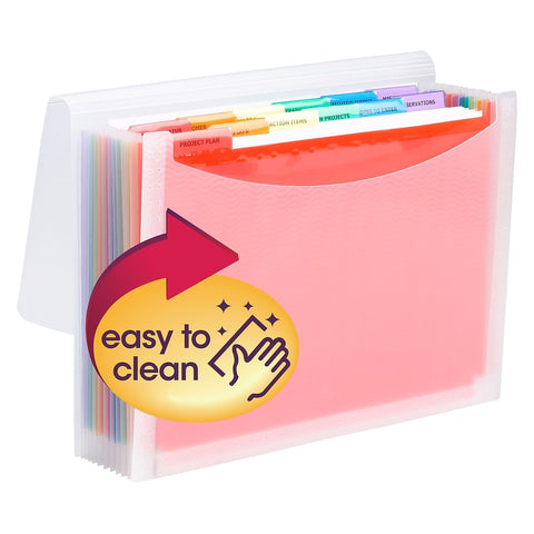 Smead Desktop Poly Expanding File Folder Organizer, Accordion File, Paper Document Storage, 12 Pockets, Flap and Cord Closure, Letter Size (70723)