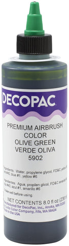 DecoPac Olive Green Food Coloring, 8 Fl Oz Airbrush Food Color, Edible Airbrush For Cake Decorating, Cookie Airbrush Coloring, Food Airbrush Kit Add-on, Airbrushes For Cake Decorating 8Fl Oz