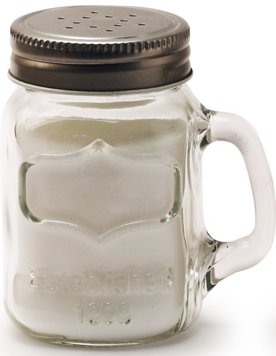 Circleware Mason Yorkshire Jar Mug Salt and Pepper Shakers with Glass Handles and Metal Lids, 5 Ounce, Set of 2 in Gift Box, Limited Edition Glassware Serveware