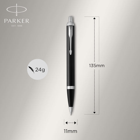 Parker IM Ballpoint Pen, Lacquer Black and Chrome Trim with Medium Point Black Ink Refill (1975554)