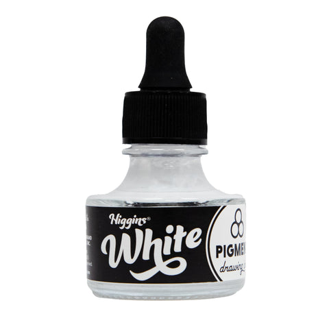 Higgins White Pigmented Drawing Ink - for Artists and Students - 1 oz. Glass Bottle (HIG44113)