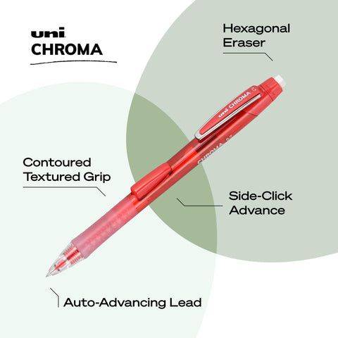 uniball Chroma Mechanical Pencil Starter Kit, 0.7mm, HB #2, Assorted Barrel, 2 Pack