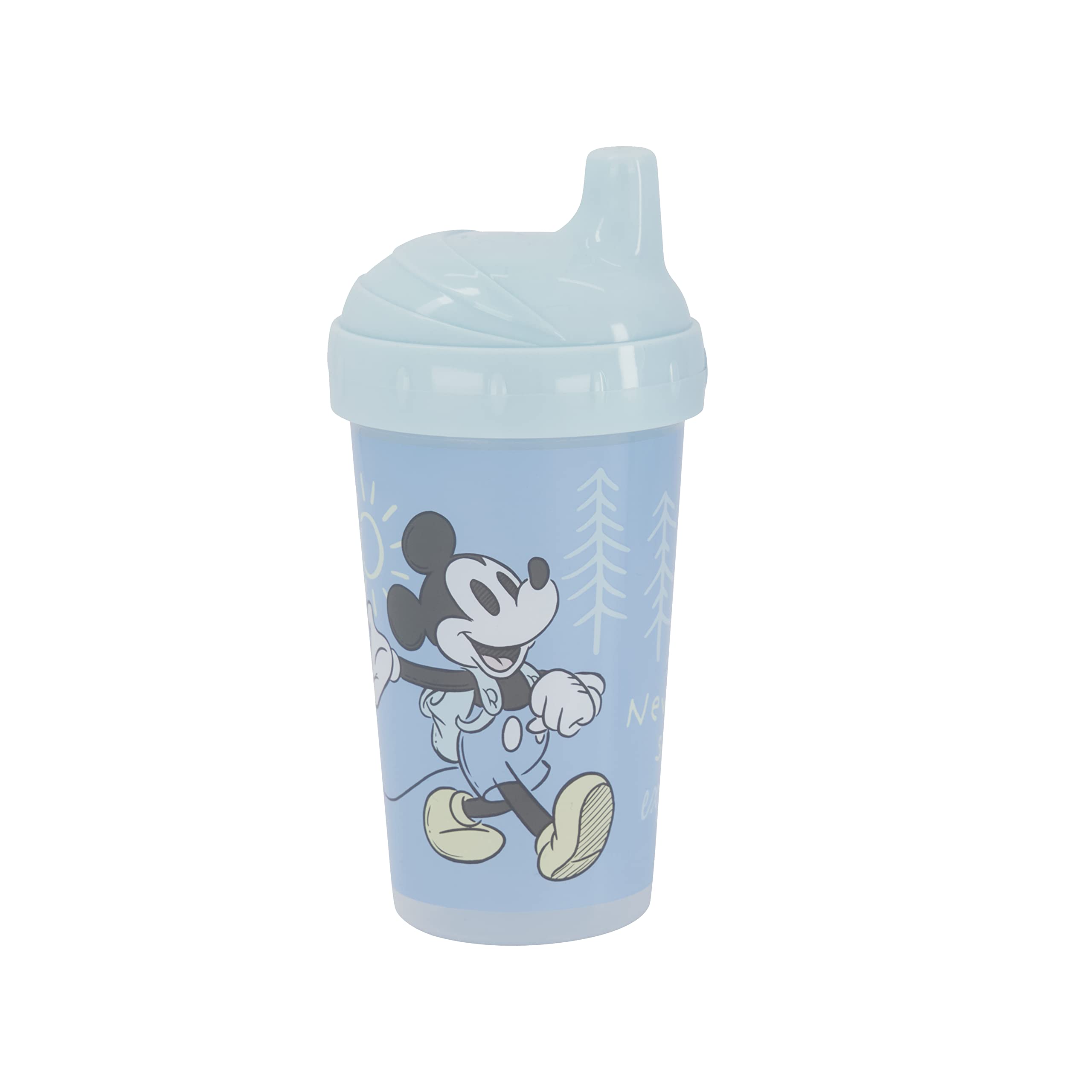 Disney Toddler Sippy Cups for Boys | 10 Ounce Mickey Mouse Sippy Cup Pack of Two with Straw and Lid | Durable Blue Leak Proof Travel Water Bottle for Toddlers