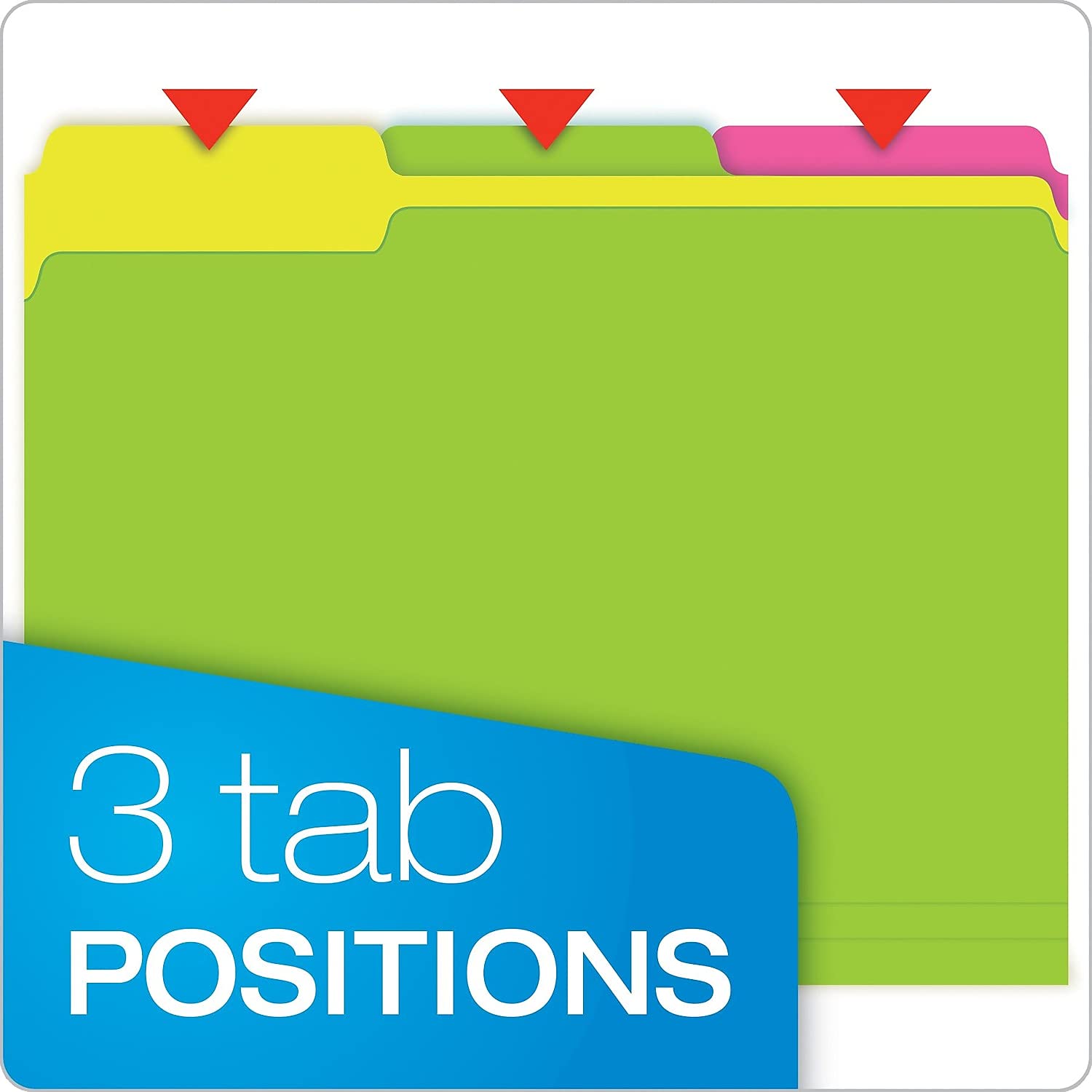 Pendaflex File Folders, 12-Pack, Letter Size, Twisted Glow Neon Assorted Reversible Colors, 1/3-Cut Staggered Tabs, Versatile Document Organizers for School Classrooms and Professional Office Desks