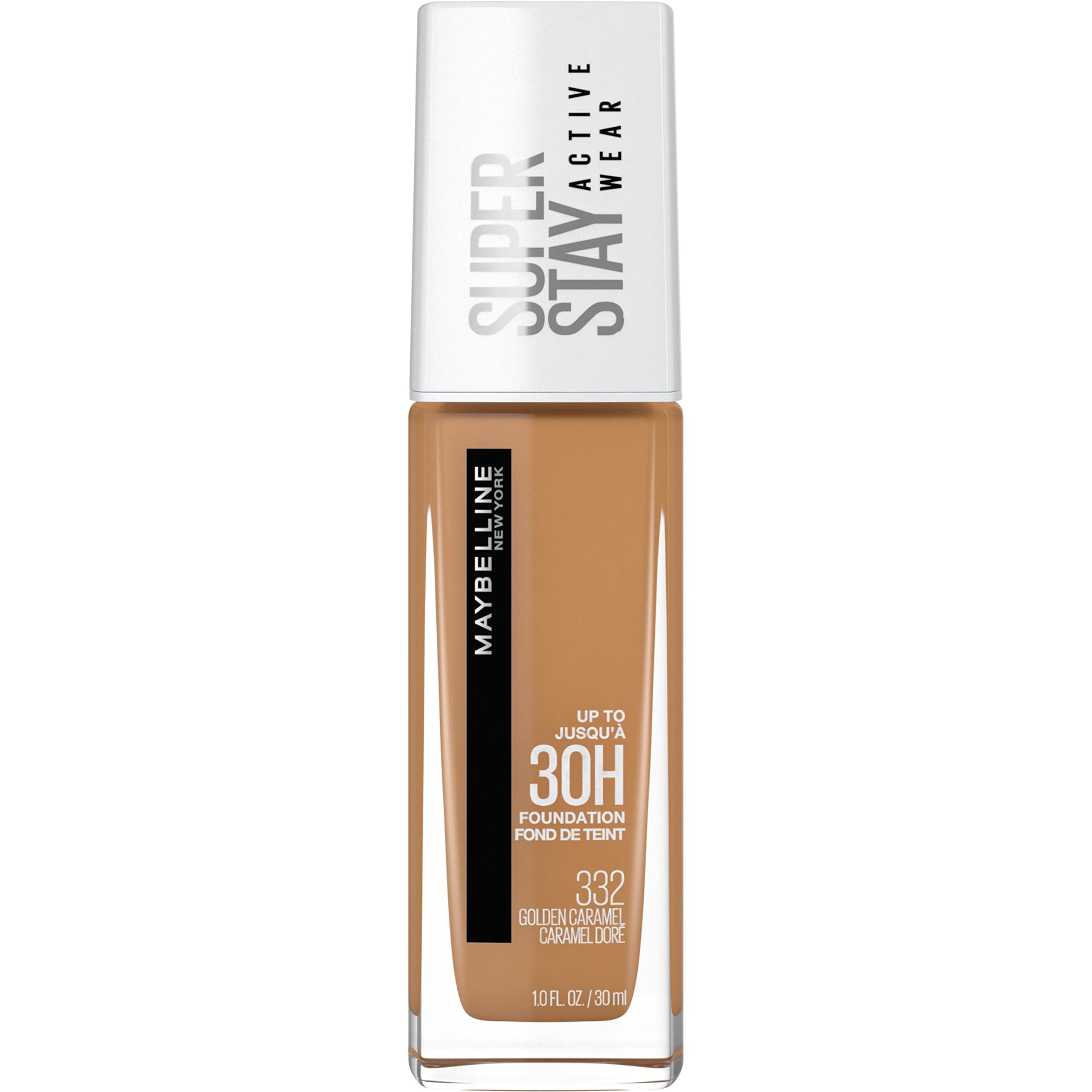 Maybelline Super Stay Full Coverage Liquid Foundation Active Wear Makeup, Up to 30Hr Wear, Transfer, Sweat & Water Resistant, Matte Finish, Golden Caramel, 1 Count