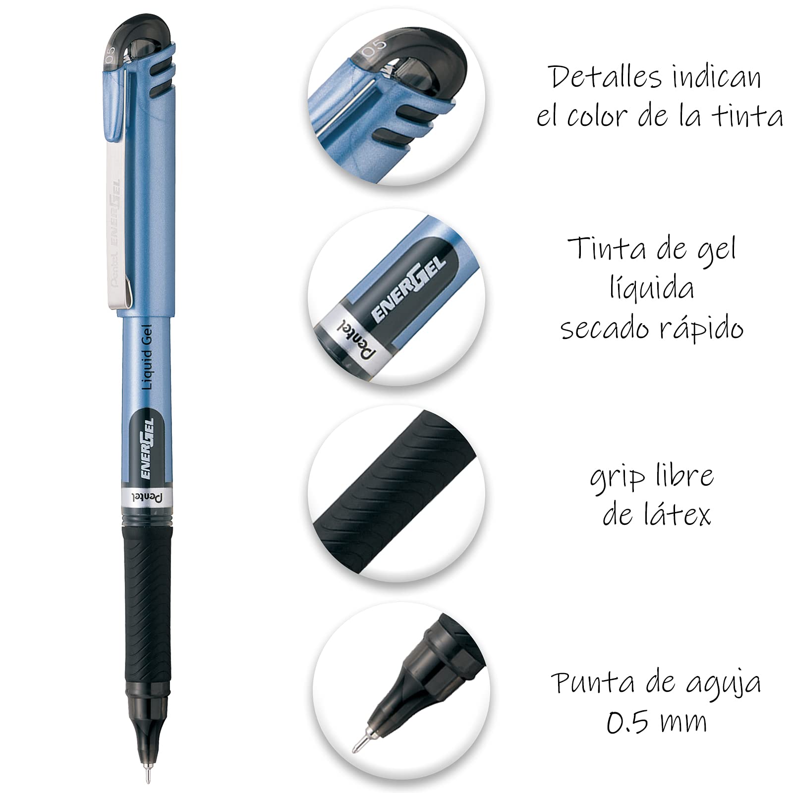 Pentel EnerGel Liquid Gel Pen, 0.5mm, Needle Tip, Black Ink, 2 Pack (BLN25BP2A)