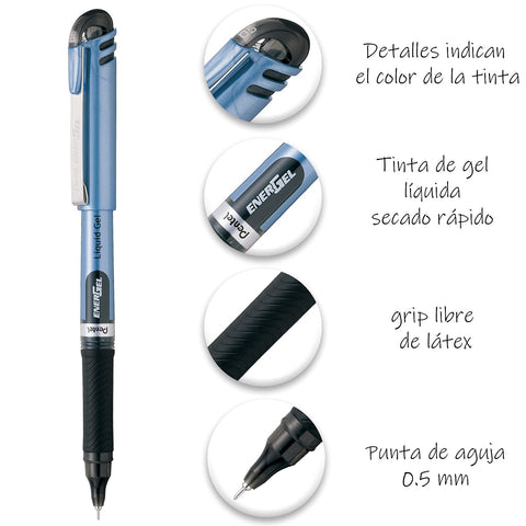 Pentel EnerGel Liquid Gel Pen, 0.5mm, Needle Tip, Black Ink, 2 Pack (BLN25BP2A)