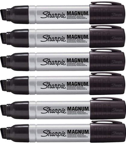 Sharpie Magnum Permanent Marker, Black, 6 PACK