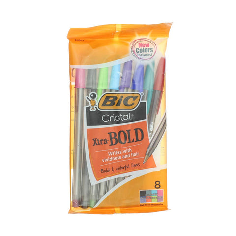 BIC Msbap81-Ast Crystal Extra Bold Assorted Colors 8 Count