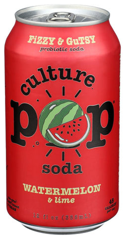 Culture Pop Soda Watermelon & Lime Probiotic Soda, 12 FZ