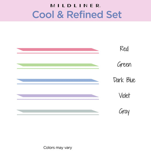 Zebra Pen Mildliner Dual-Tip Highlighter Set, Broad and Fine Tips, No Bleed, Ideal for Bible Highlighting, Journaling and Note-Taking, Assorted Cool and Refined Ink Colors, 5-Pack (78205)