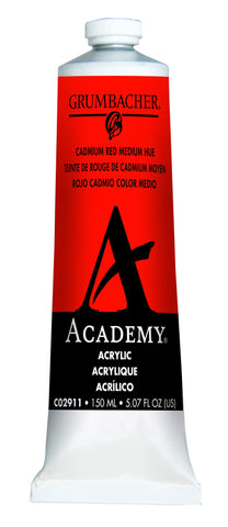 Grumbacher Academy Acrylic Paint, 150ml/5.07 oz Metal Tube, Cadmium Red Medium Hue (C02911)